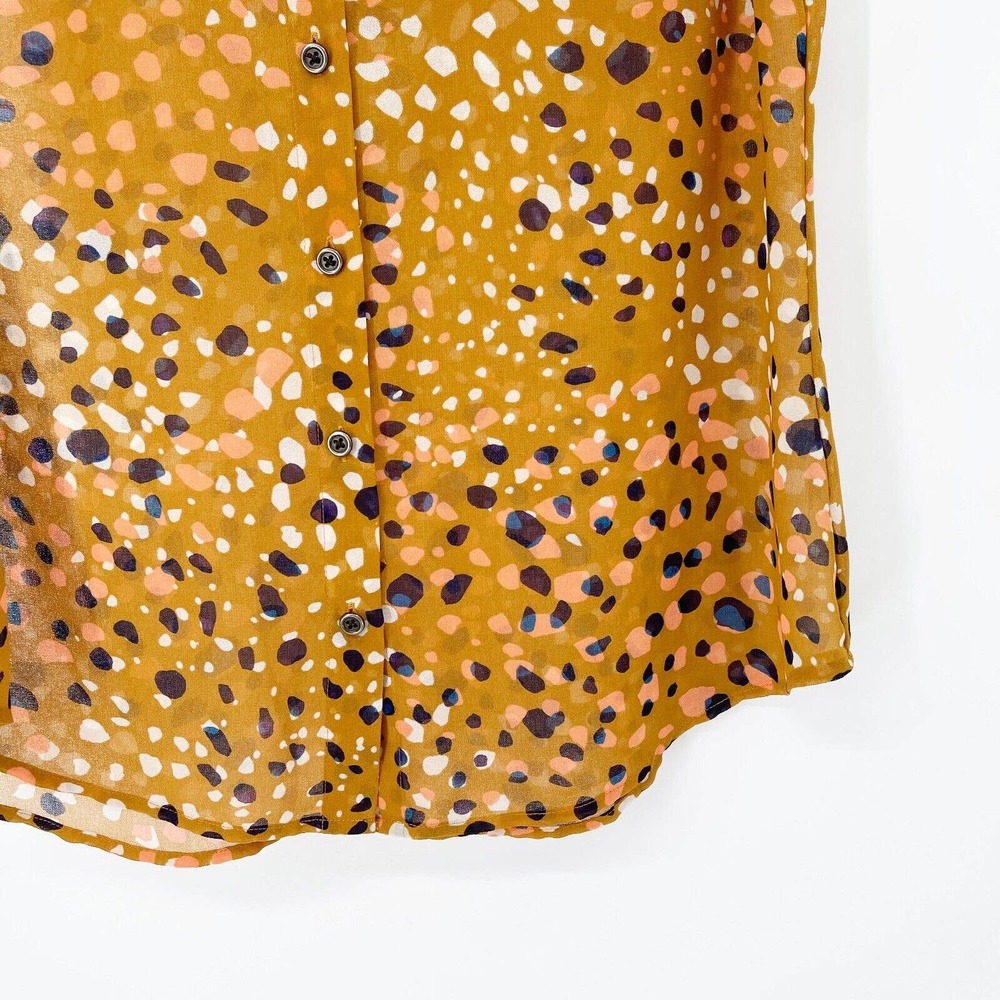 Cabi‎ Cheers Collared Tank Blouse Sz S Yellow Paintbrush Stroke Button Up Sheer - Picture 3 of 7